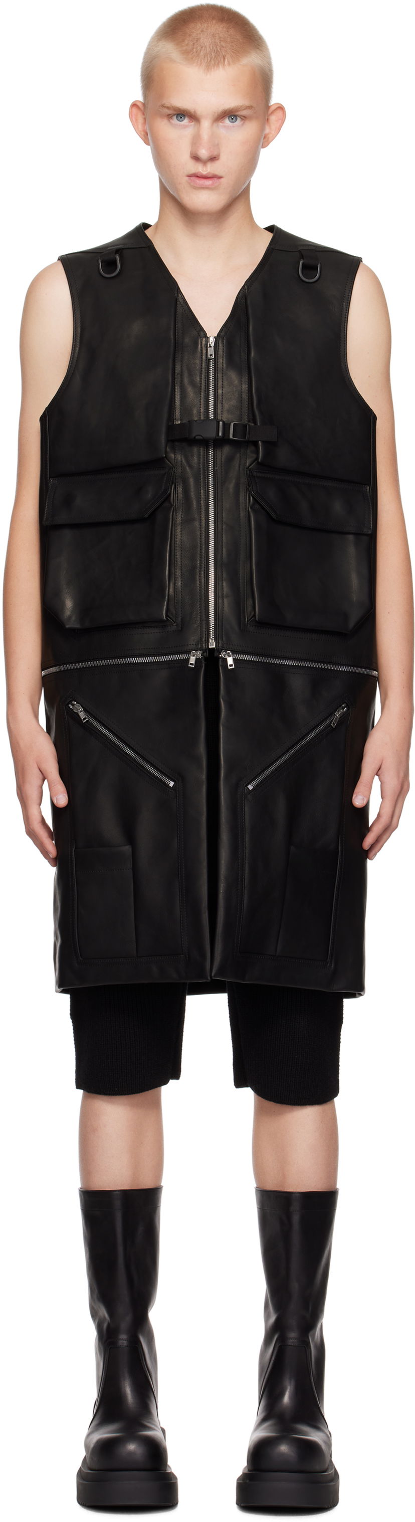 Vesta Rick Owens Leather Utility Vest Čierna | RR02D6911 LOO