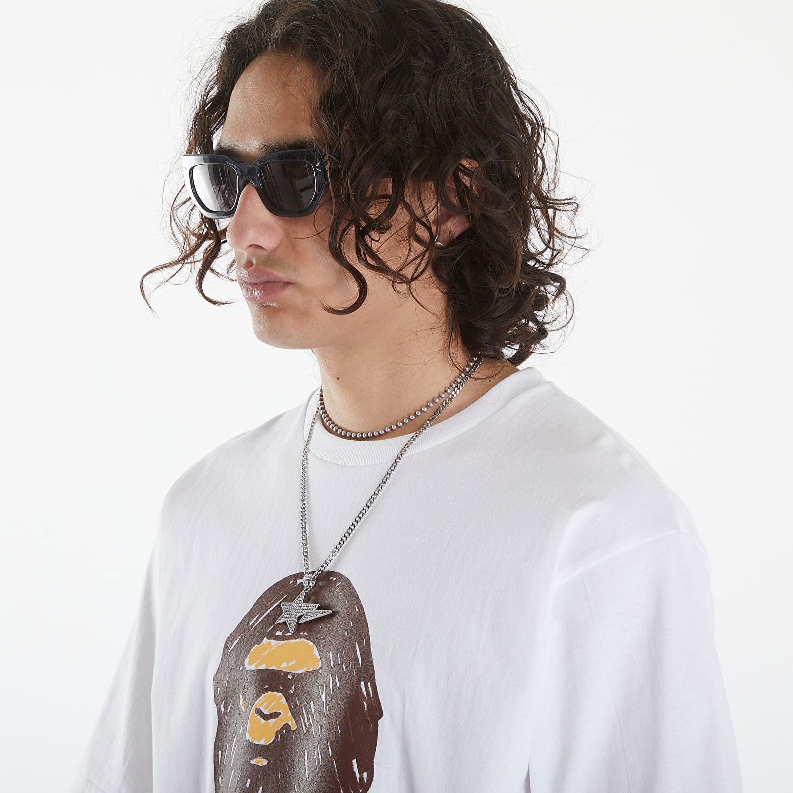 A BATHING APE Hand Draw Side Big Ape Head Tee White