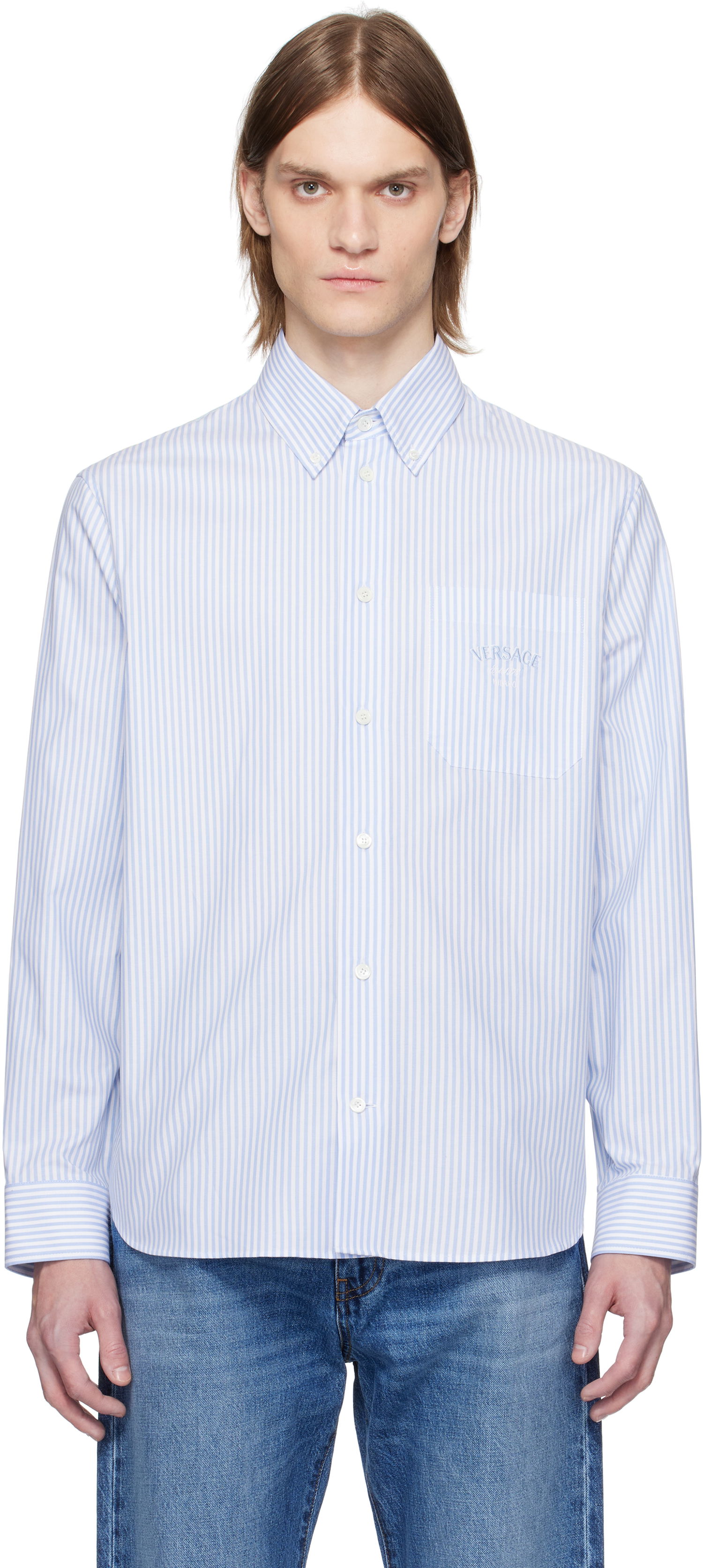 Košeľa Versace Versace Striped Poplin Shirt Modrá | 1016210_1A13450, 0