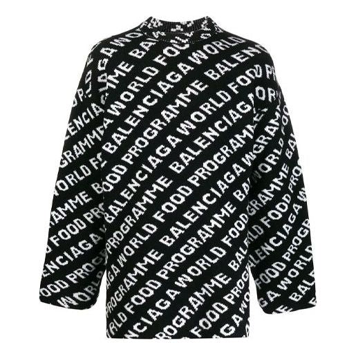 Sveter Balenciaga Allover Logo Print Sweater Čierna | 612957T15651070, 0