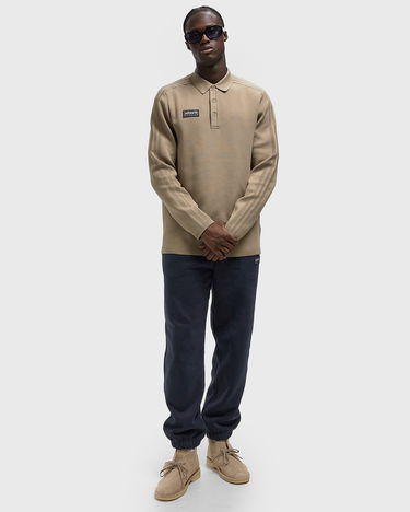 Polo tričko adidas Originals Originals SPZL Ravensworth Long-sleeve Textured Knit Polo Shirt Béžová | KA3906, 1