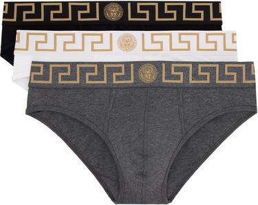 Boxerky Versace Three-Pack Briefs With Greca Border Šedá | AU10327_1A10011, 0