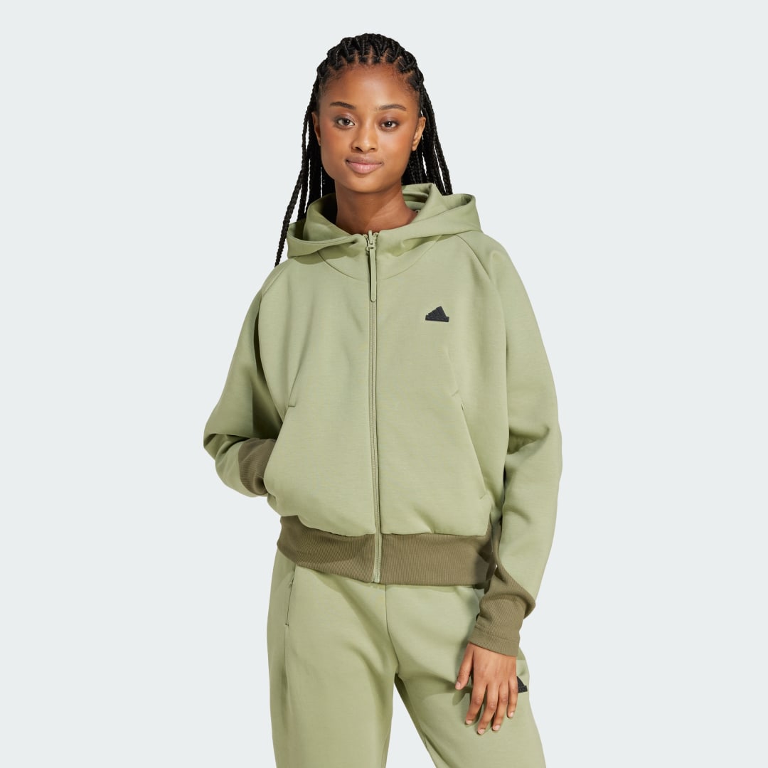 Mikina adidas Performance Z.N.E. Full-Zip Hoodie Zelené | IW7752, 0