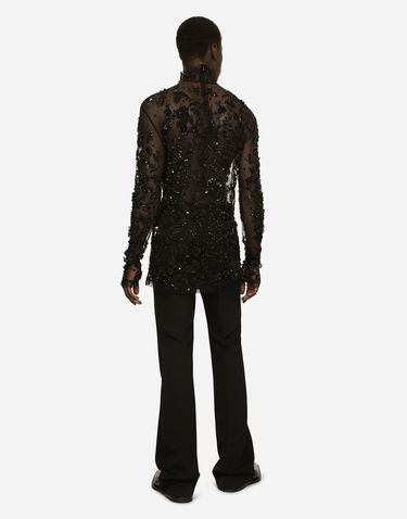 Tričko Dolce & Gabbana Sequined Tulle T-shirt Čierna | G8RD9ZG7KG4N0000, 2