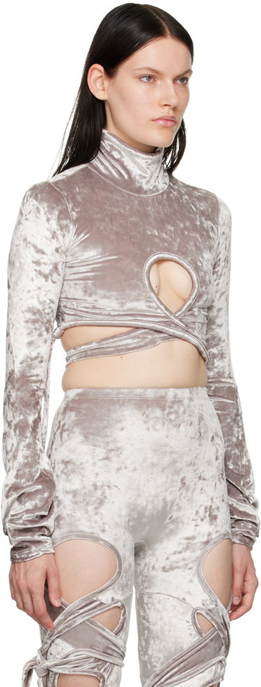 Tričko Ottolinger Ottolinger Velvet Wrap Turtleneck Top Šedá | 401703, 1