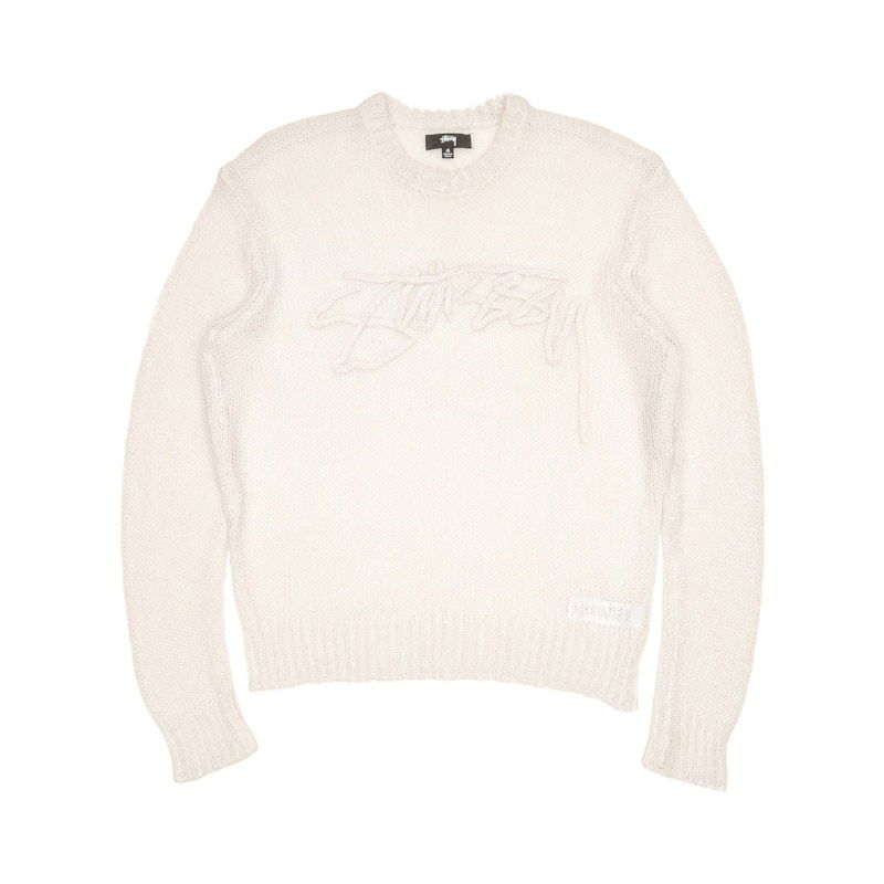 Sveter Stüssy Loose Knit Logo Sweater Biela | 117180_BONE