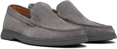 Tenisky a topánky BOSS Suede Loafers with Contrast Outsole Šedá | 50543083, 4