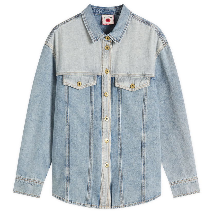 Košeľa BBC IceCream ICECREAM Appliqué Running Dog Denim Shirt, Size Large Modrá | ICWW25304-LBL