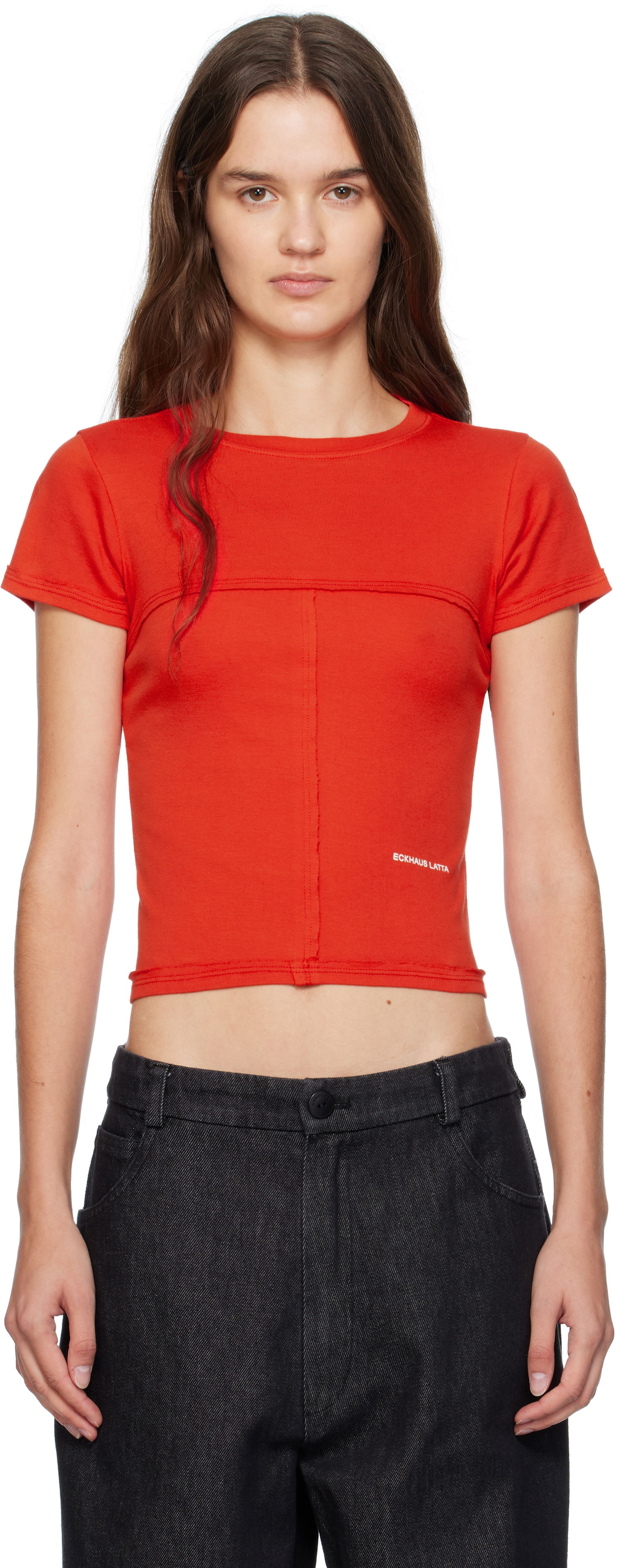 Tričko Eckhaus Latta Eckhaus Latta Lapped Baby T-Shirt Červená | 303-EL-PF25-R -, 0