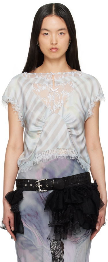 Crop Top Collina Strada Collina Strada Waterlily Lace Trim Blouse Modrá | XX3075, 0