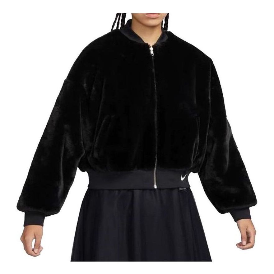 Bomber bunda Nike Sportswear Reversible Faux Fur Bomber Jacket Čierna | FB8693-010, 0