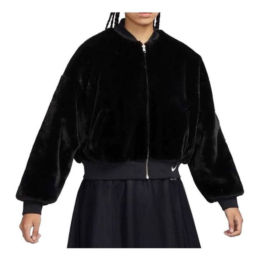 Bomber bunda Nike Sportswear Reversible Faux Fur Bomber Jacket Čierna | FB8693-010