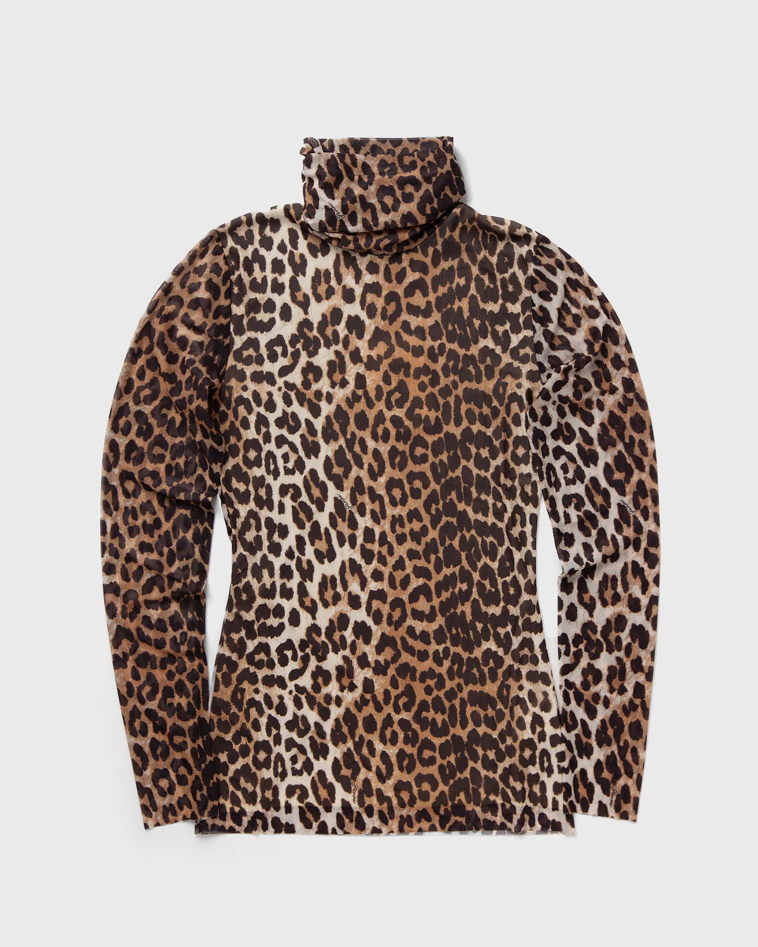 Tričko GANNI Printed Mesh Long Sleeve Rollneck Hnedá | T4122-943, 0