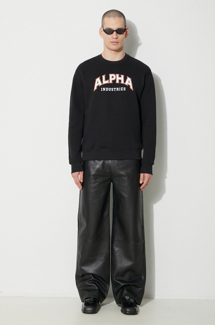Mikina Alpha Industries Alpha Industries College Print Sweatshirt Čierna | 146301, 1