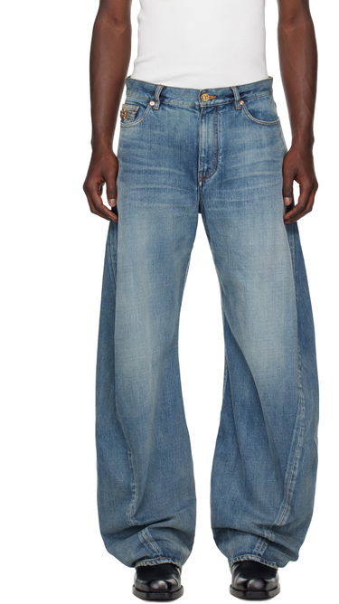 Džínsy Versace Versace Baggy Twisted Jeans Modrá | 1019900_1A14295, 0