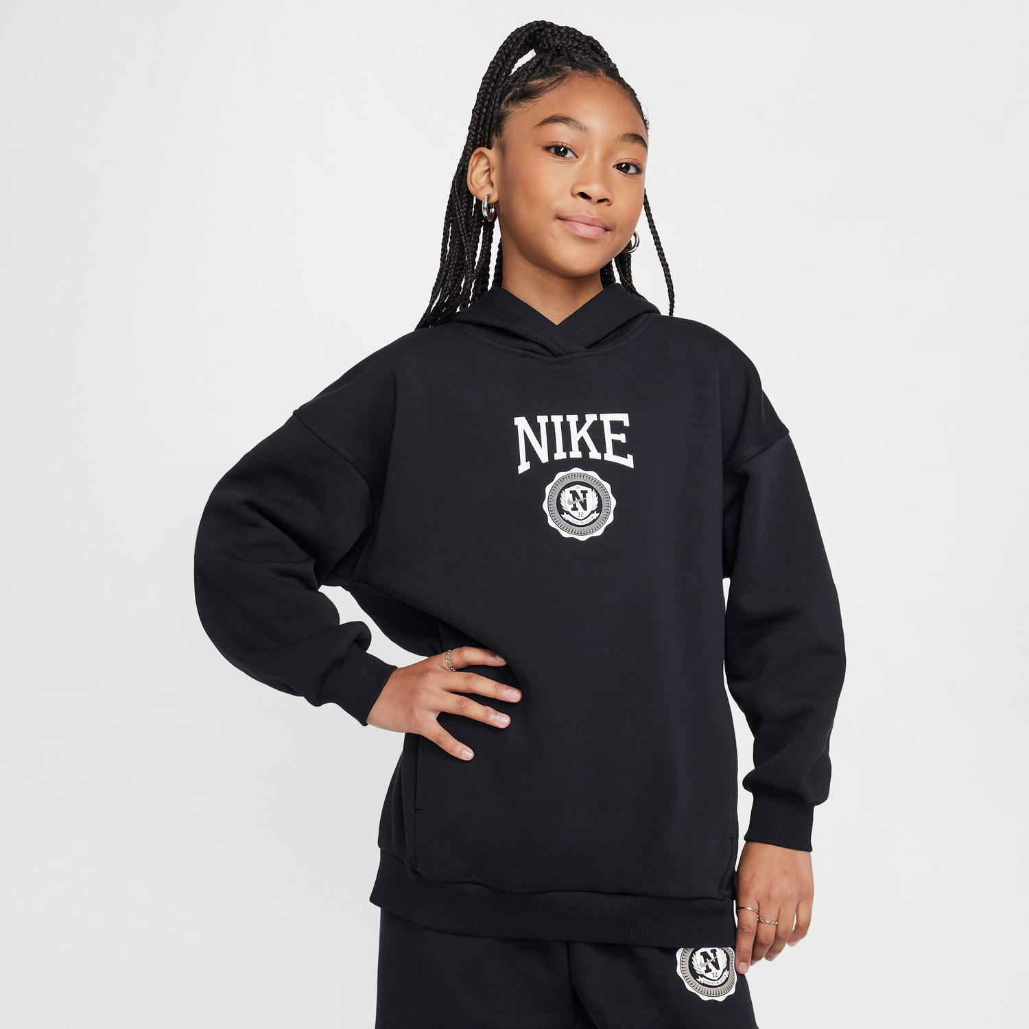 Mikina Nike Sportswear Club Fleece Girls' Hoodie Čierna | HJ3371-010, 0
