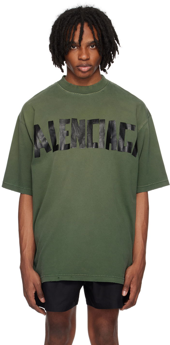 Tričko Balenciaga Green Tape Type T-Shirt Zelené | 739784TQVQ83004