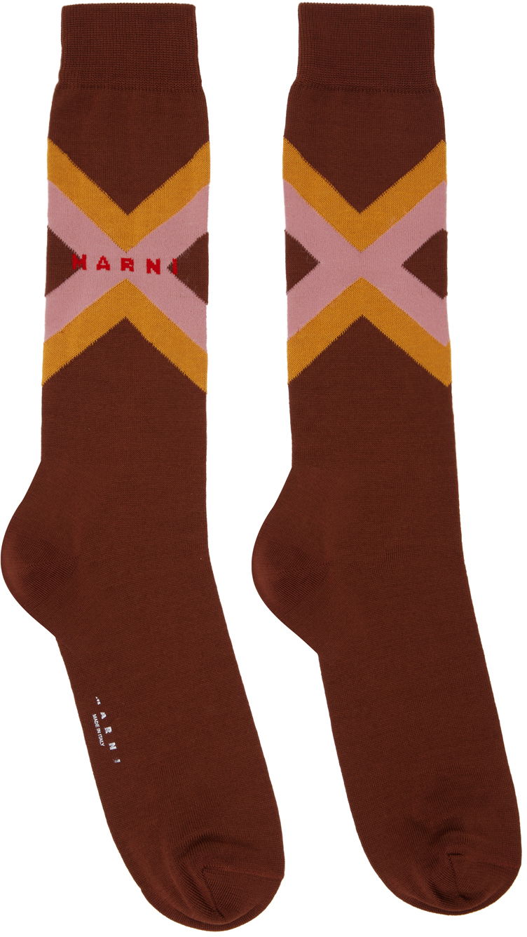 Ponožky Marni Brown Micro Argyle Socks Hnedá | SKZC0140Q0 UFC172