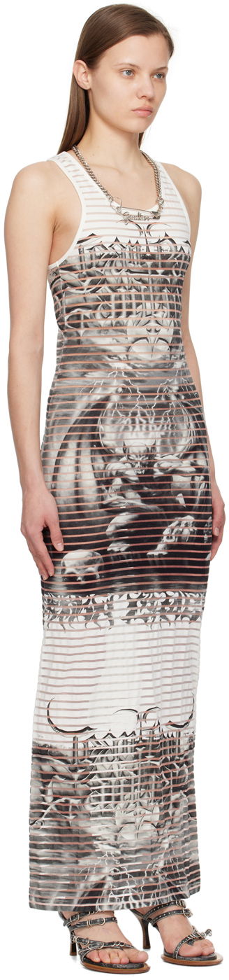 Šaty Jean Paul Gaultier Graphic Print Scoop Neck Maxi Dress Biela | 24/25-F-RO158-J544-0100, 1