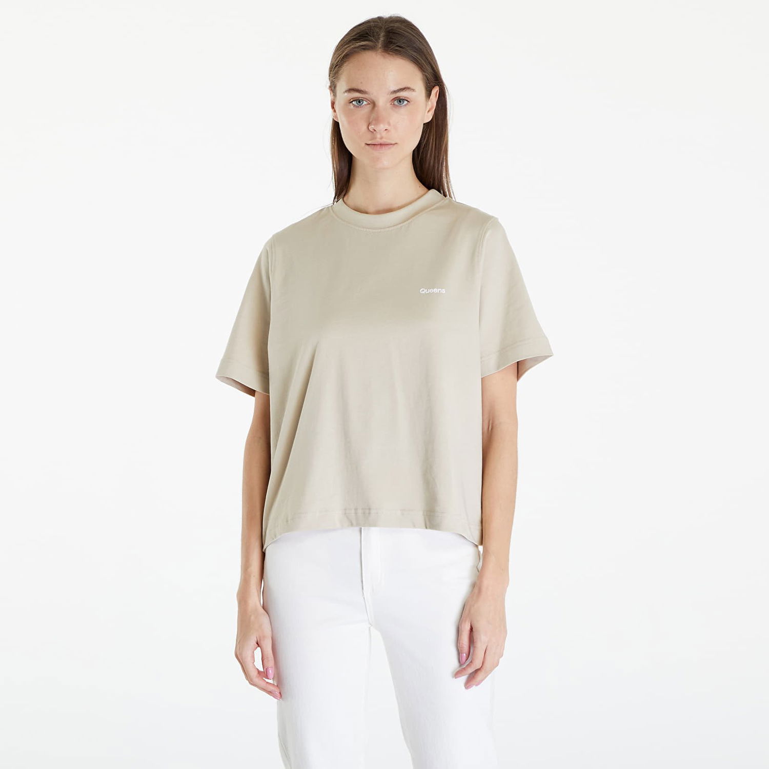 Tričko Queens Essential T-Shirt With Contrast Print Beige Béžová | QNS_021, 0