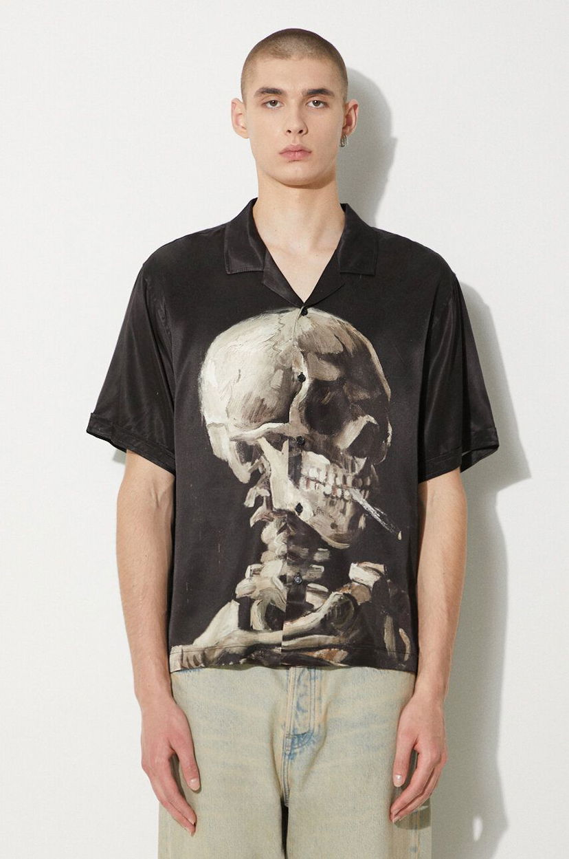 Košeľa Stampd STAMPD Skeleton Camp Collar Relaxed Fit Shirt Čierna | SLA.M3142BD.SKL