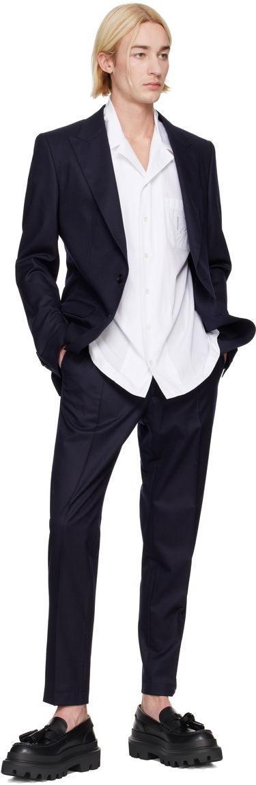 Nohavice Dolce & Gabbana Tailored Flannel Trousers Modrá | GW13ETFU21Q, 3