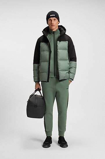 Súprava BOSS Regular-fit tracksuit set in stretch cotton with striped trims Zelené | 50543886, 1