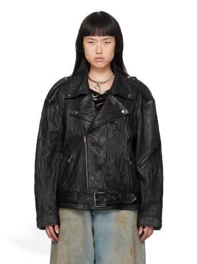 Bomber bunda Acne Studios Crinkled Leather Čierna | A70151-