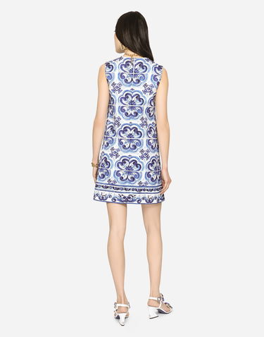 Šaty Dolce & Gabbana Short Brocade Dress with Majolica Print Biela | F6ADUTFPTAIHA3TN, 2