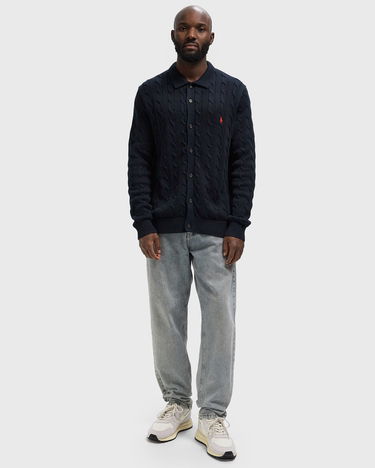 Sveter Polo by Ralph Lauren Collared Cable-Knit Button-Front Cardigan Navy | 710979114002, 1