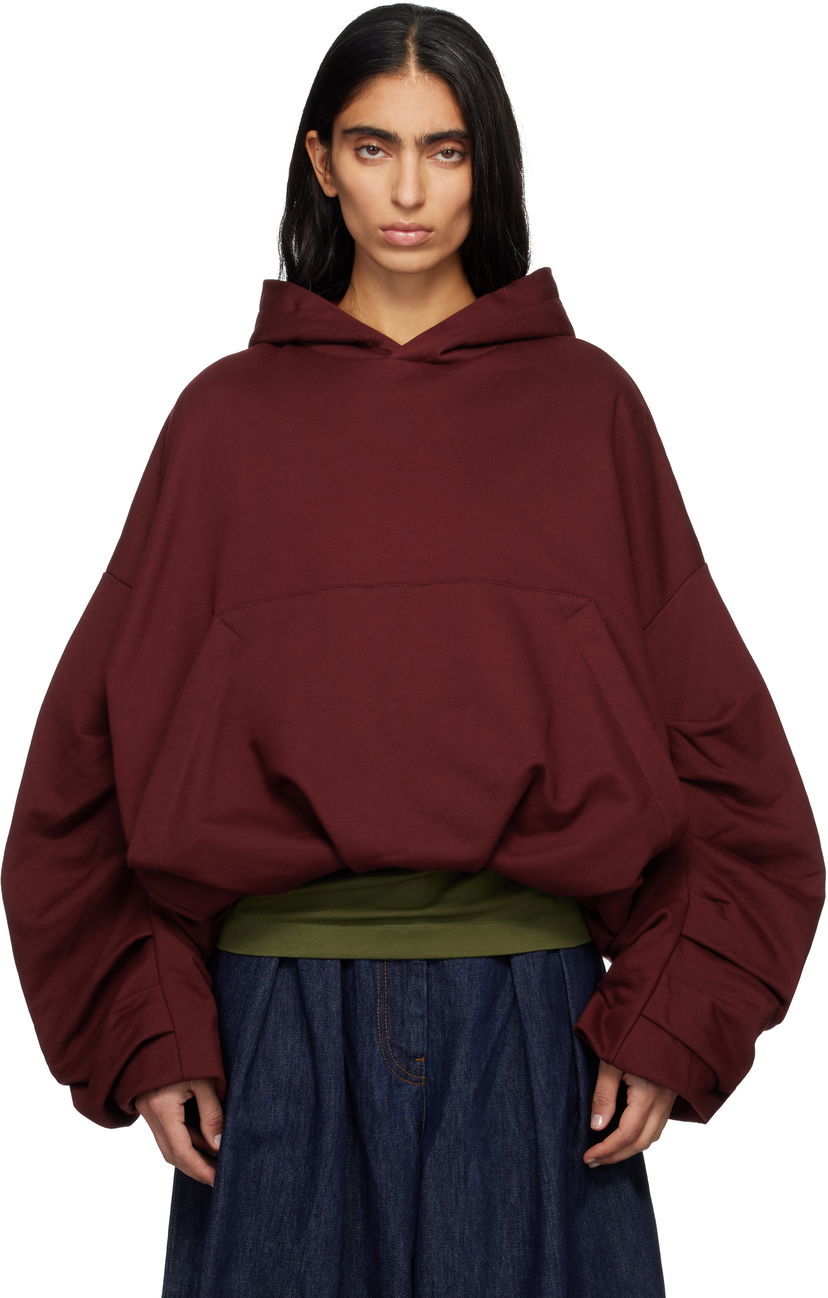 Mikina Dries Van Noten Dries Van Noten Draped Hoodie Vínová | 252-011128-2611