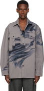 Dries Van Noten Abstract Leaf Print Oversized Cotton Shirt