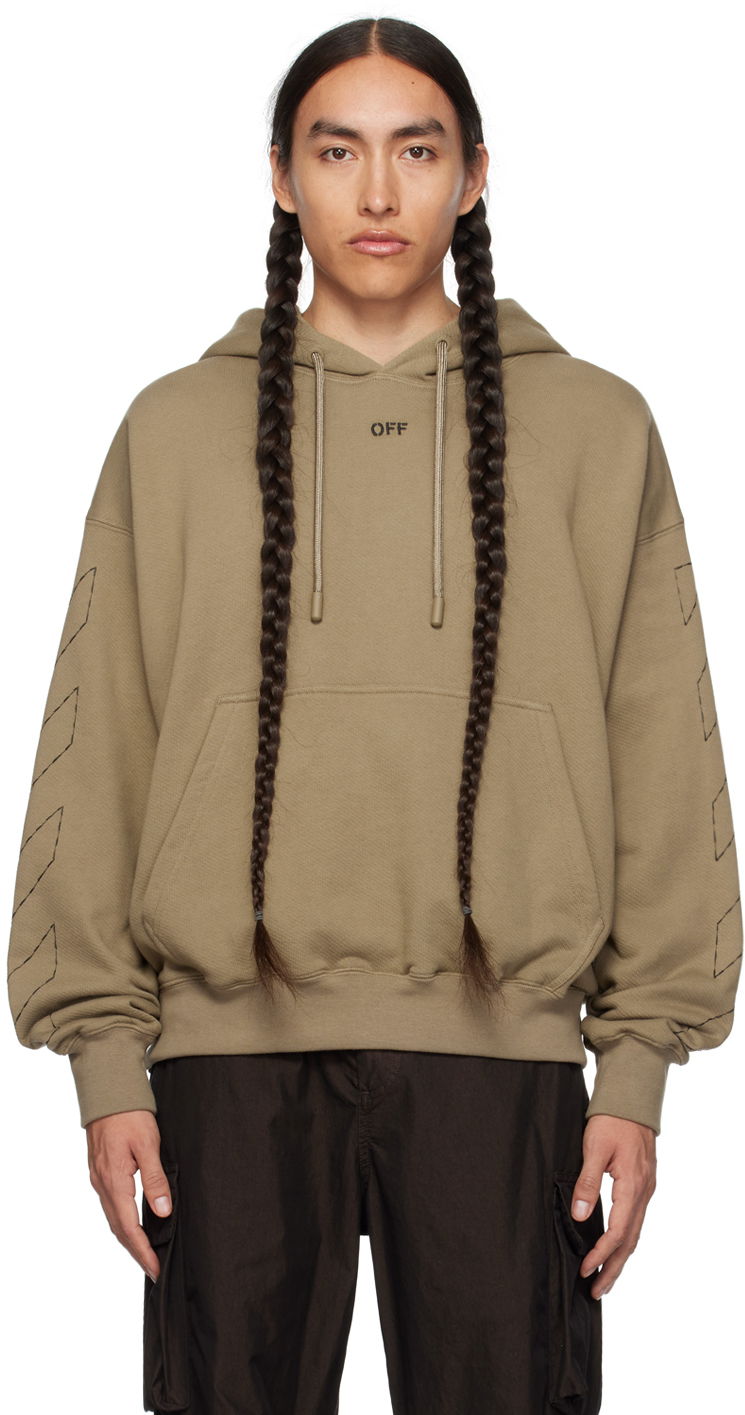 Mikina Off-White Stitch Hoodie Béžová | OMBB085F23FLE0196110, 0