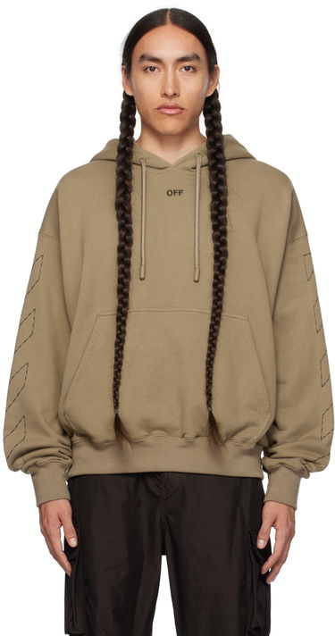 Mikina Off-White Stitch Hoodie Béžová | OMBB085F23FLE0196110, 0