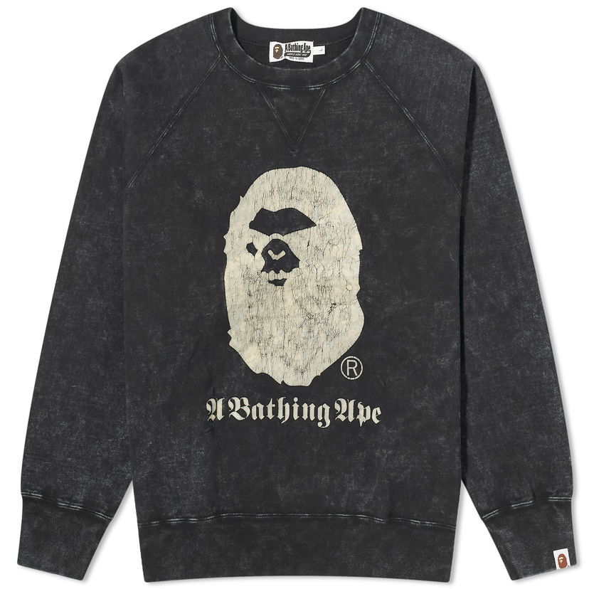 Mikina BAPE A Bathing Ape Overdye Crew Neck Sweatshirt Čierna | 001SWK301015M-BLK