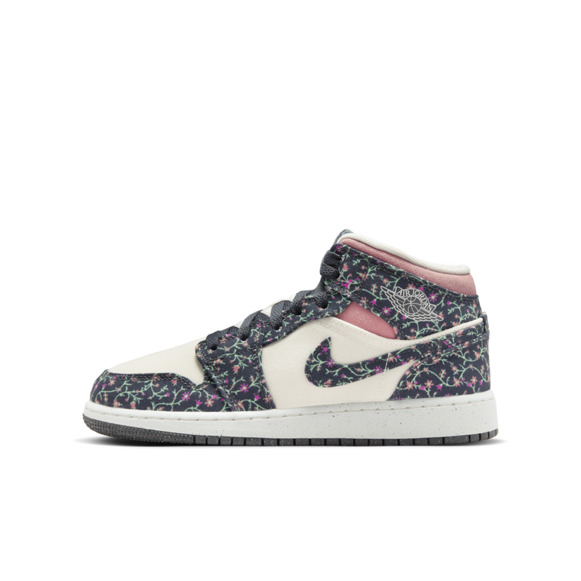 Tenisky a topánky Jordan Air Jordan 1 Mid SE "Floral Canvas" GS Šedá | FJ3451-001