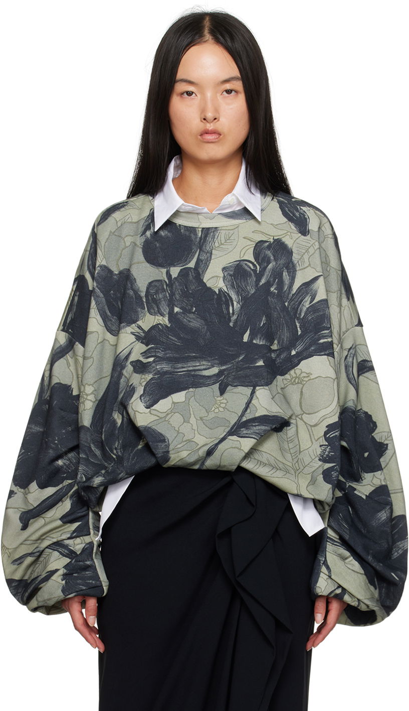 Mikina Dries Van Noten Draped Sweatshirt Zelené | 242-011162-9608