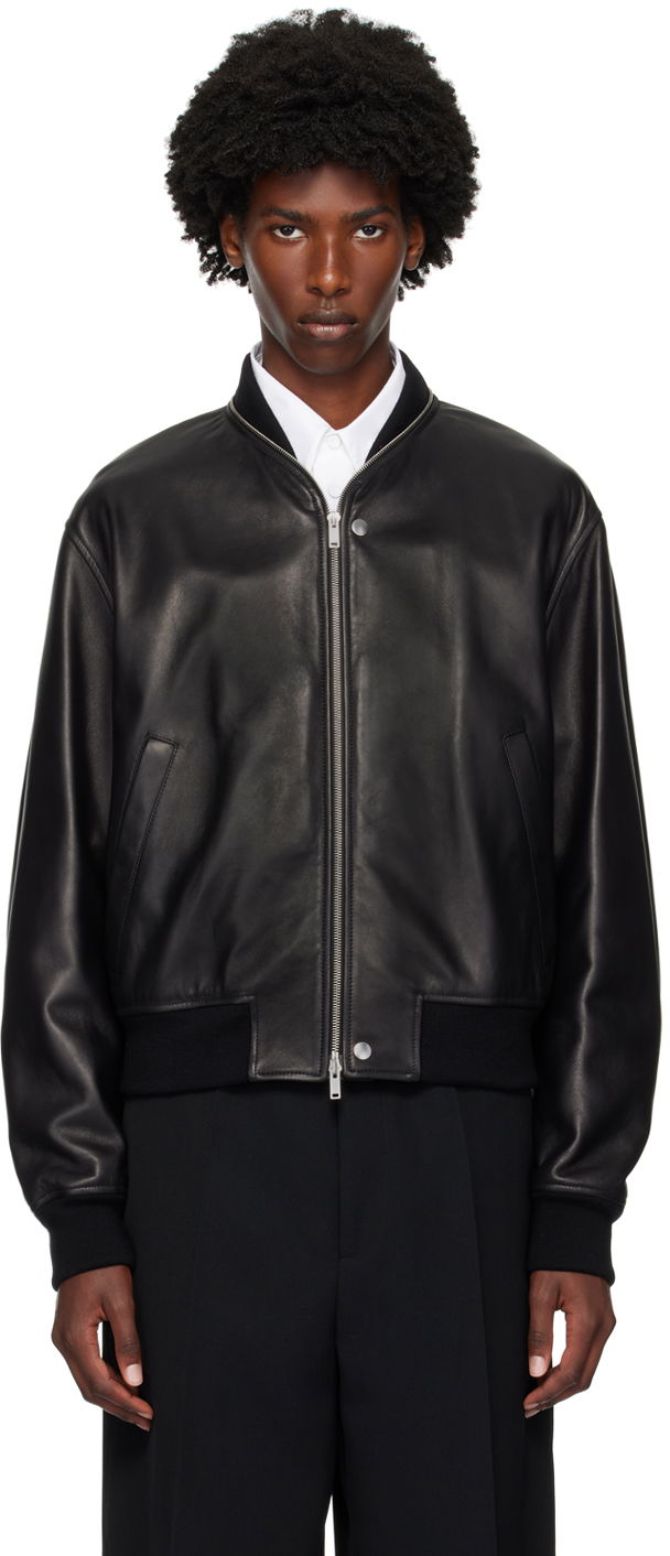 Bunda Jil Sander Black Zip Leather Jacket Čierna | J23BN0012_J07173