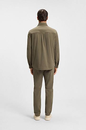 Bunda BOSS Relaxed-fit jacket in performance corduroy Zelené | 50549389, 1