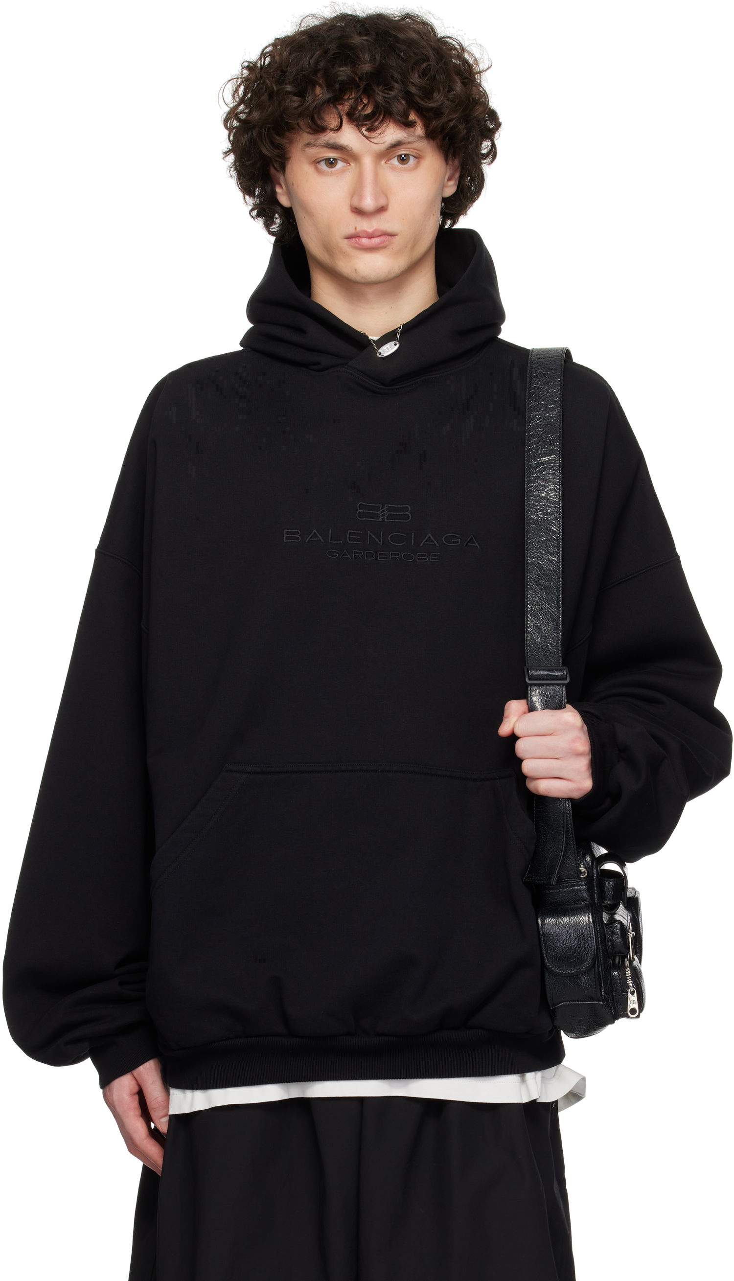 Mikina Balenciaga BB Garderobe Large Fit Hoodie Čierna | 813406TRVW1, 0