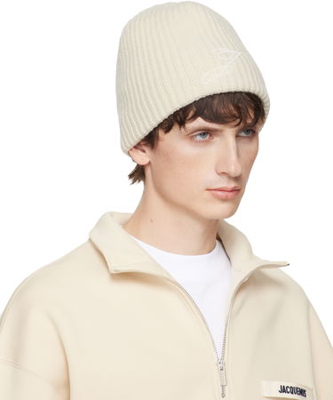 Kulicha Jacquemus 'The Espiral' Rib Knit Beanie Biela | 25HACU00770AK00206, 1