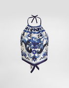 Dolce & Gabbana Majolica-Print Silk Halter Top