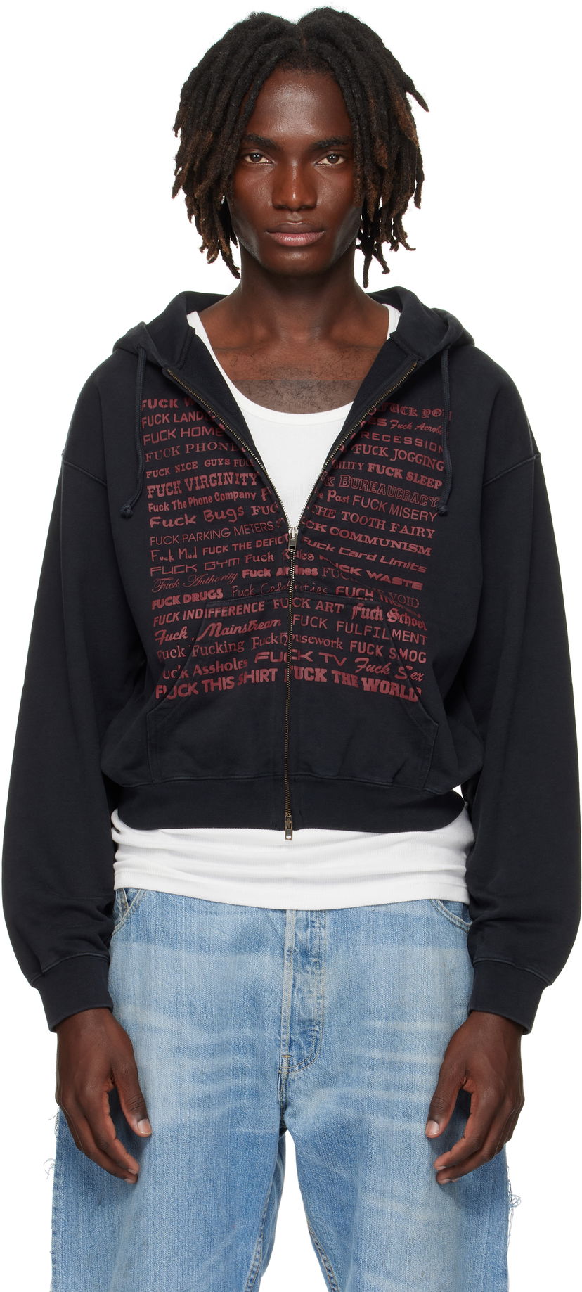 Mikina VETEMENTS VETEMENTS 'Fuck' Fitted Zip-Up Hoodie Čierna | UH76ZU660B