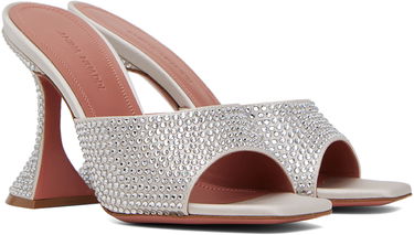 Starostlivosť o obuv Amina Muaddi Amina Muaddi Lupita Crystal Slipper Heeled Sandals Biela | LUPITA CRYSTAL SLIPPER CL SATIN, 3