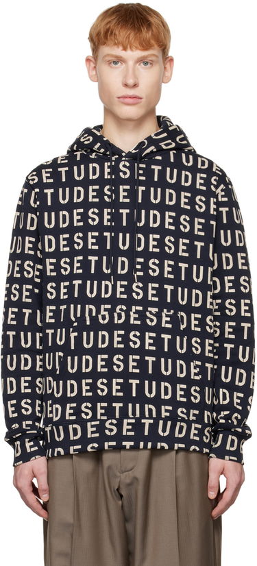 Mikina Études Stencil Allover Print Hoodie Modrá | H22MM264OC16DB, 0