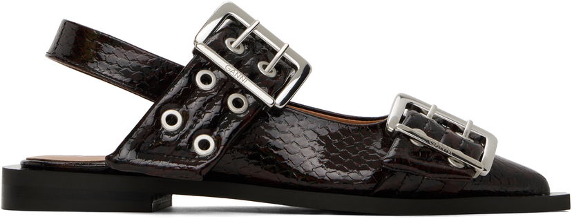 Opasok GANNI GANNI Snake Buckle Flats Hnedá | S2951