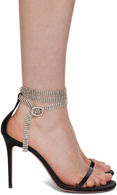 Doplnky Amina Muaddi Amina Muaddi Giorgia Crystal Heeled Sandals Čierna | GIORGIA CRYSTAL ST SATIN, 0