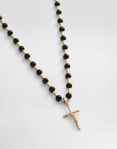 Náhrdelník Dolce & Gabbana Dolce & Gabbana Beaded Cross Pendant Necklace Čierna | WNR3S4W1111N0011, 2