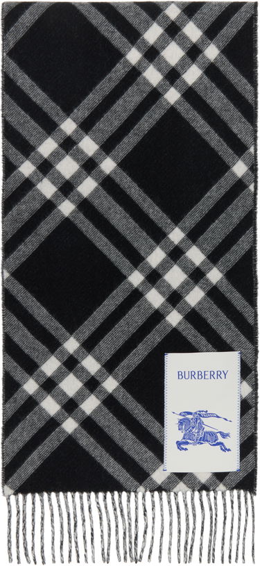 Šál Burberry Check Cashmere Scarf with Fringes Čierna | 8099650, 0