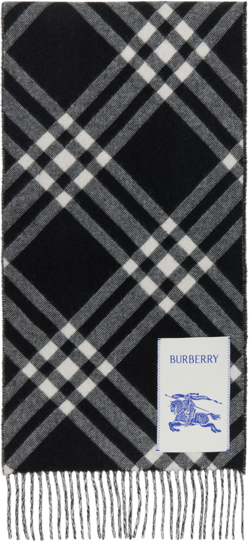 Šál Burberry Check Cashmere Scarf with Fringes Čierna | 8099650